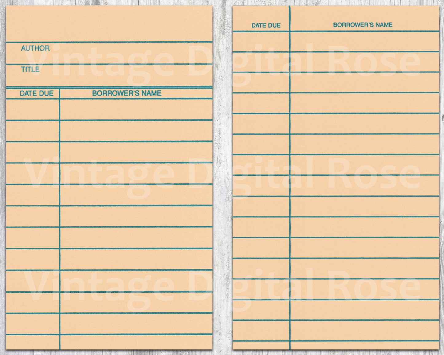 Vintage Printable Yellow Library Card Front and Back Digital Collage Sheet JPG Format