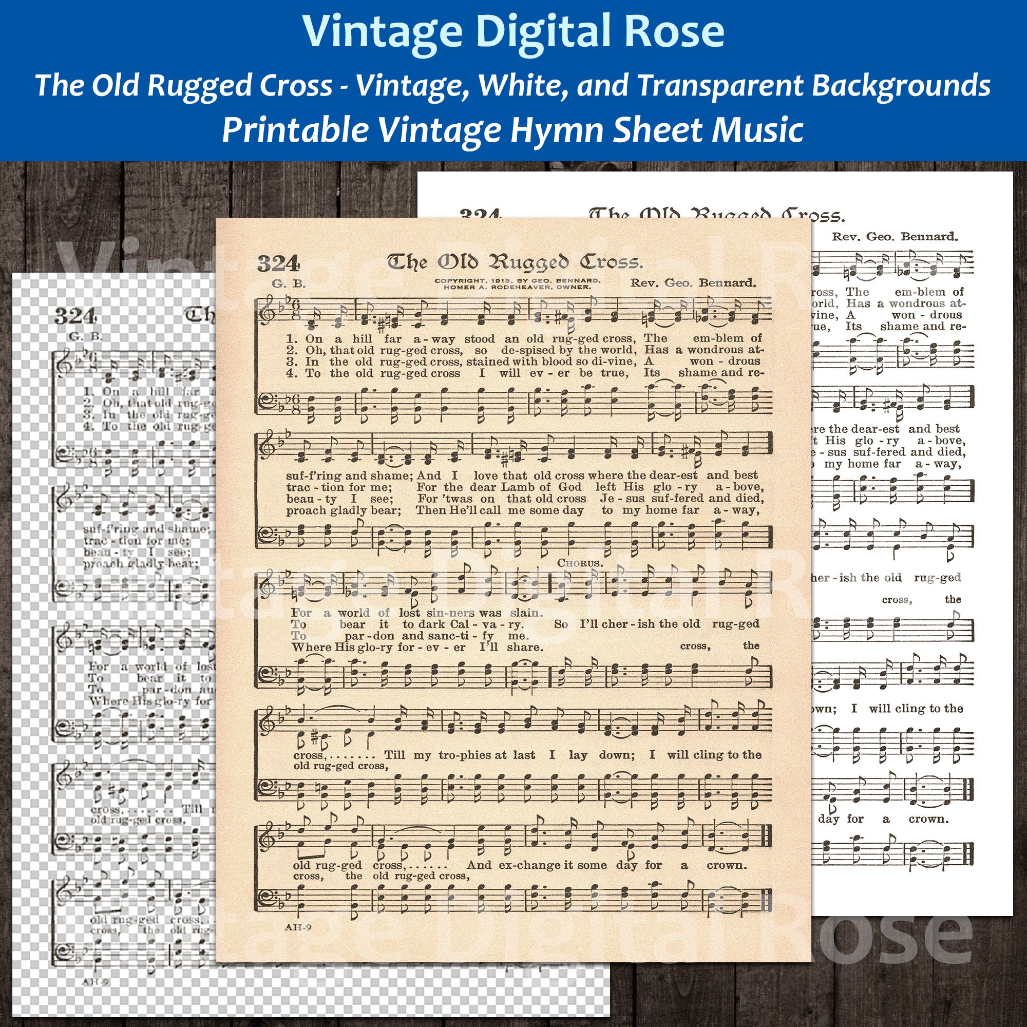 the-old-rugged-cross-printable-vintage-hymn-sheet-music-vintage-whi-vintagedigitalrose for Free Printable Old Sheet Music The Old Rugged Cross Printable Vintage Hymn Sheet Music - Vintage, Whi – VintageDigitalRose for Free Printable Old Sheet Music
