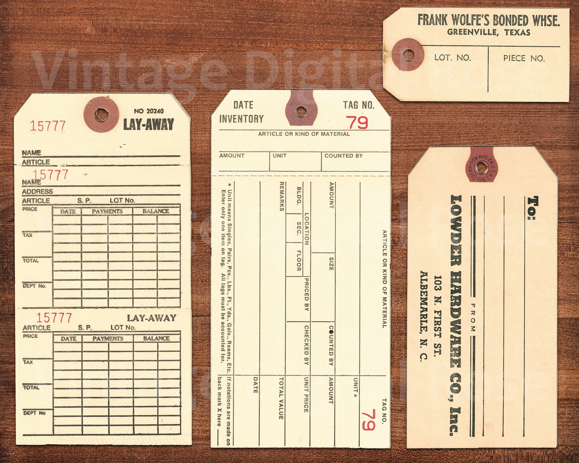 Vintage Printable Assorted Hang Tags General Store Inventory Hardware ...