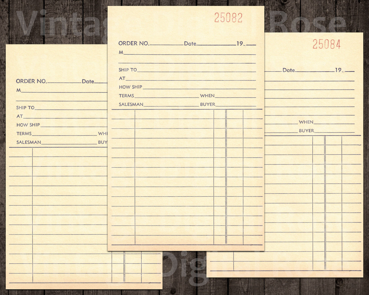 Vintage Printable Large Receipts Assorted Blank Unused Sales Receipts Set of 5 Two Styles JPG Format Vintage Ephemera