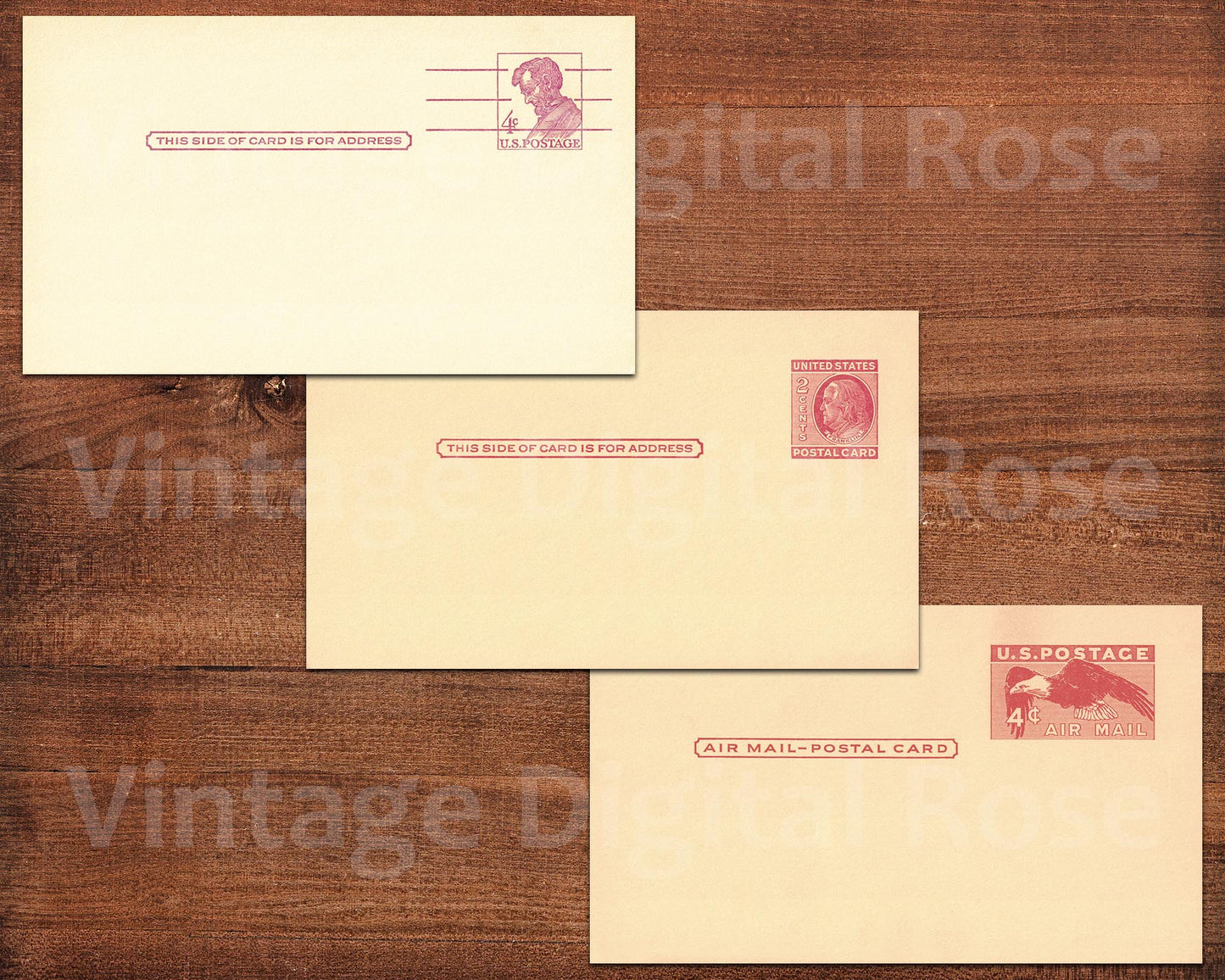 Vintage Prepaid Postage Postcards Assorted Cards Vintage Printable Postcards Set of 6