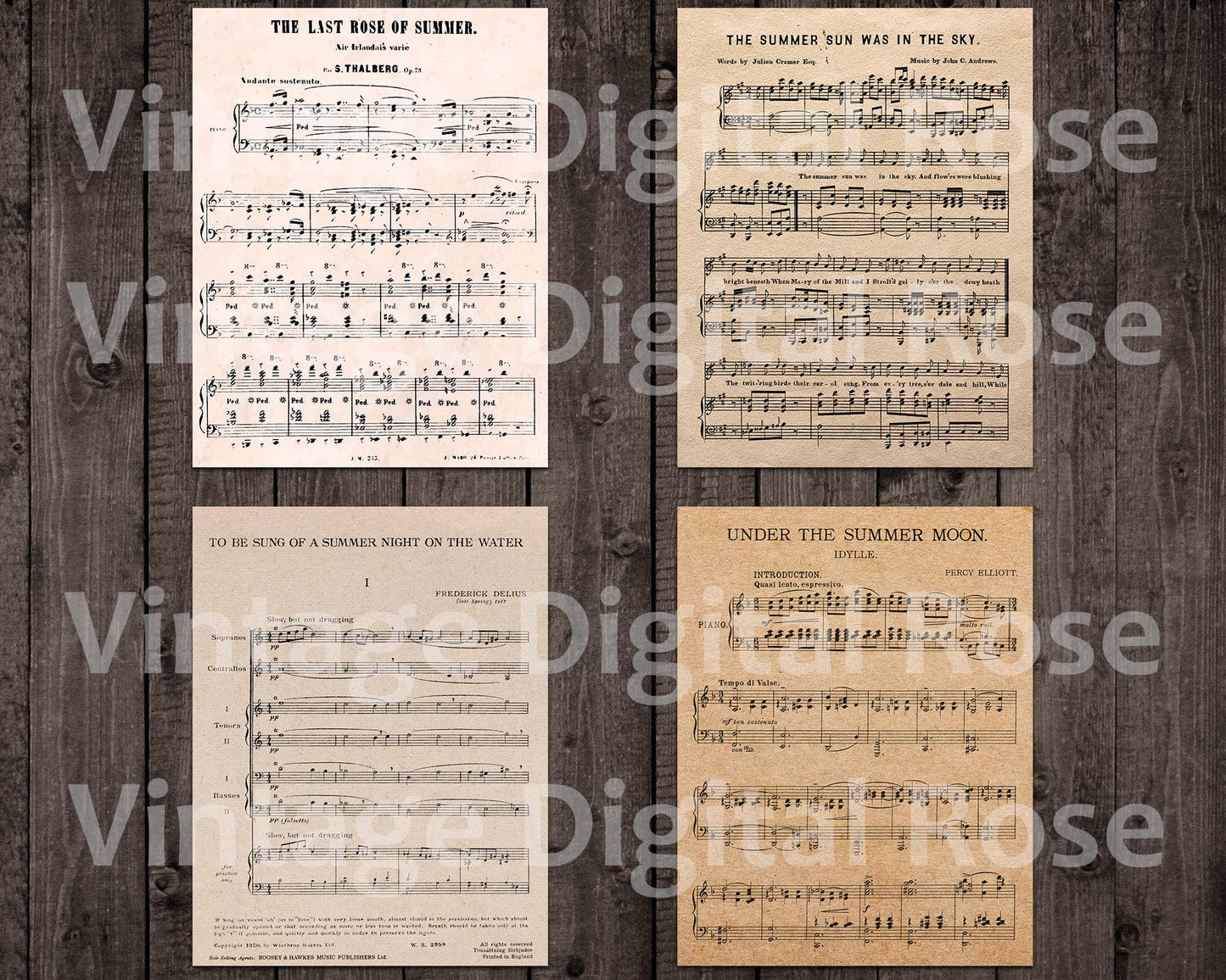 Summer Vintage Sheet Music Pages - 12 8.5x11 Printable Sheet Music Papers