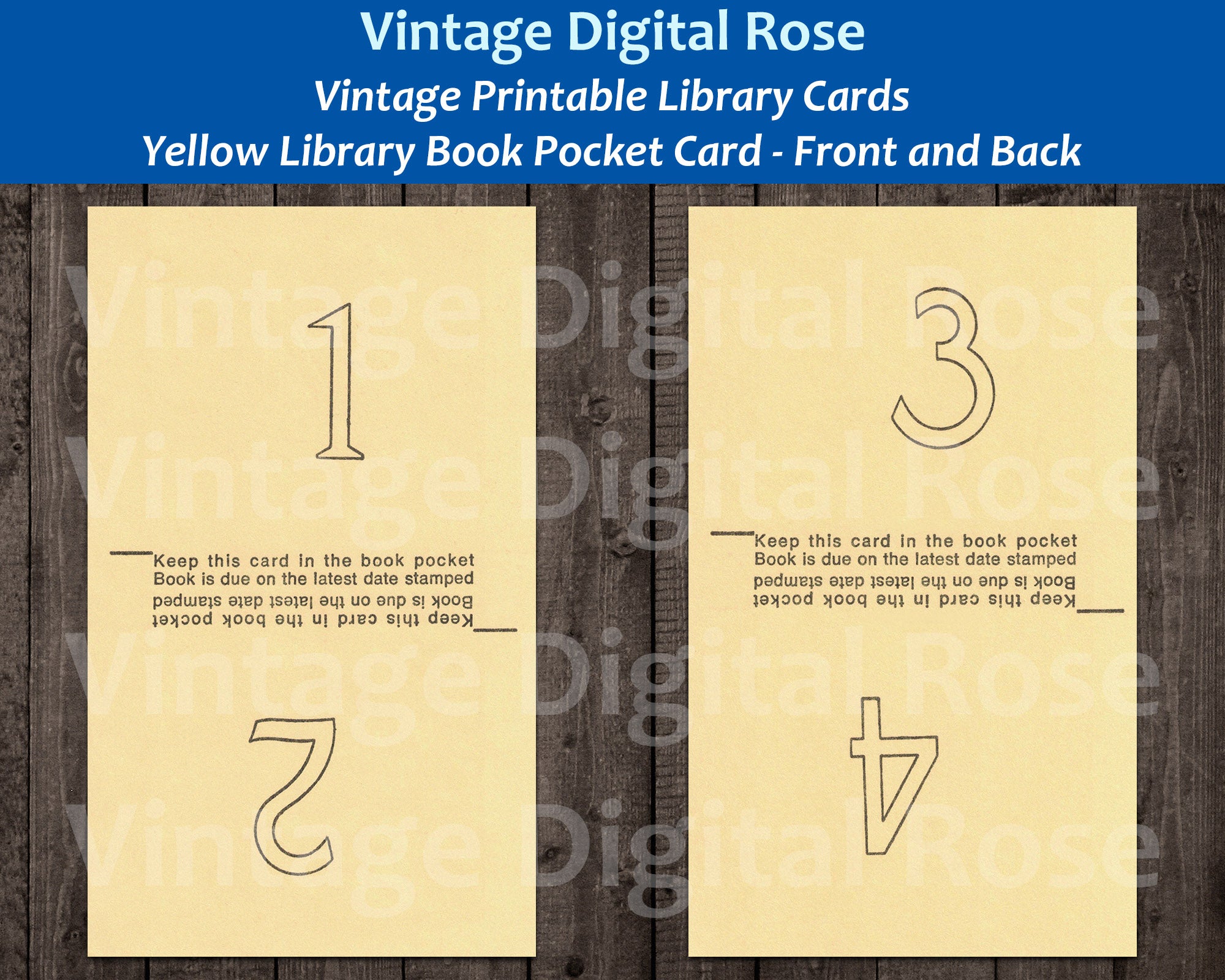 Vintage Printable Yellow Library Book Pocket Card Front and Back Digit ...