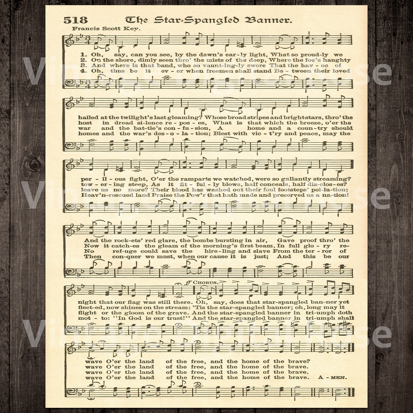 Printable Vintage Patriotic Sheet Music - Star Spangled Banner, America the Beautiful, Battle Hymn of the Republic, My Country, 'Tis of Thee