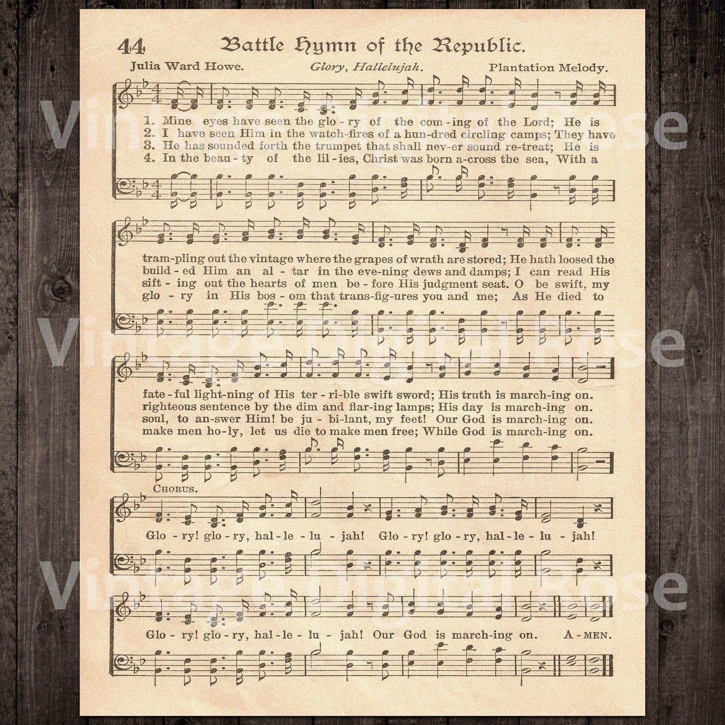 Printable Vintage Patriotic Sheet Music - Star Spangled Banner, America the Beautiful, Battle Hymn of the Republic, My Country, 'Tis of Thee