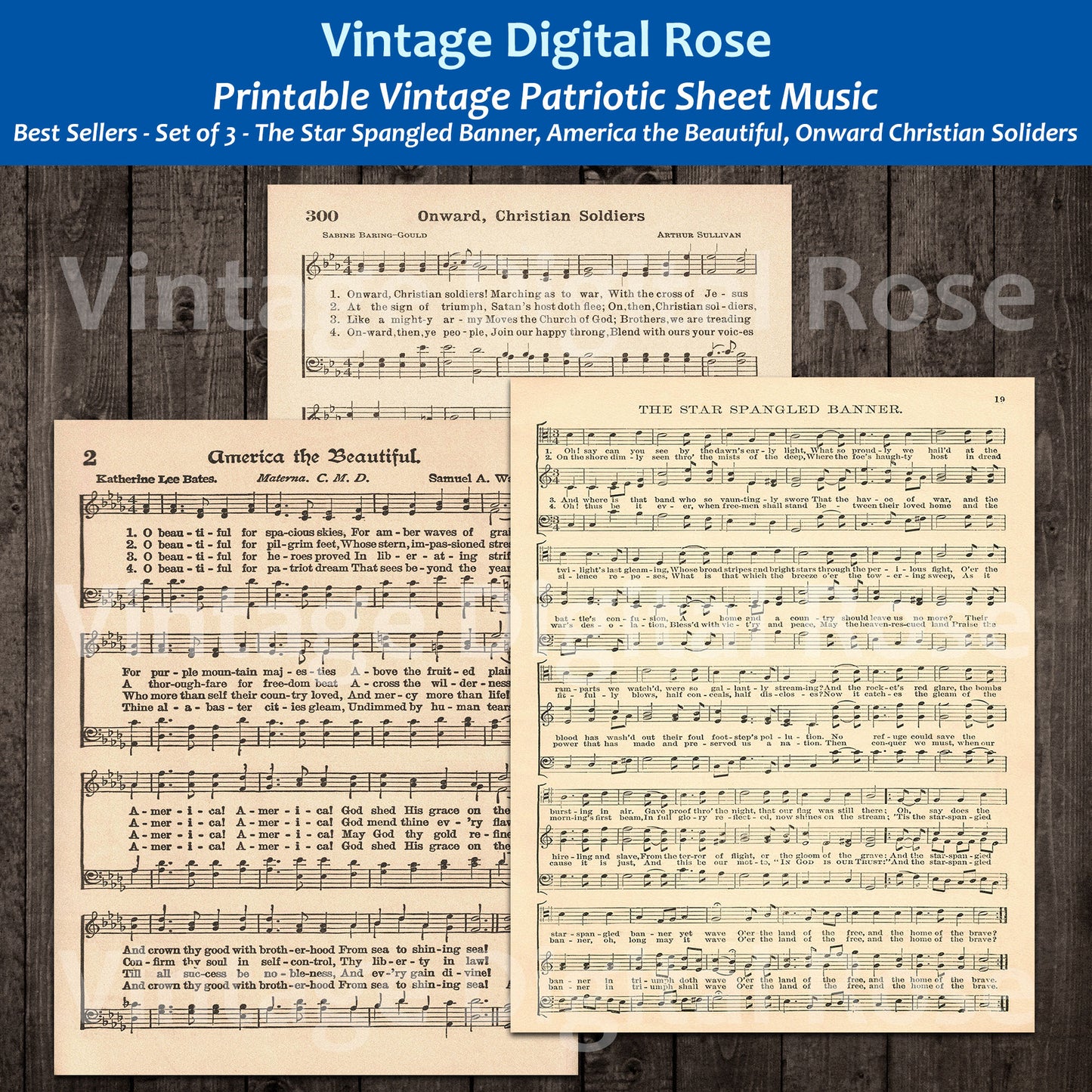 printable-vintage-patriotic-sheet-music-set-of-3-best-sellers-the-st-vintagedigitalrose for Free Printable Patriotic Sheet Music Printable Vintage Patriotic Sheet Music Set of 3 Best Sellers - The St – VintageDigitalRose for Free Printable Patriotic Sheet Music