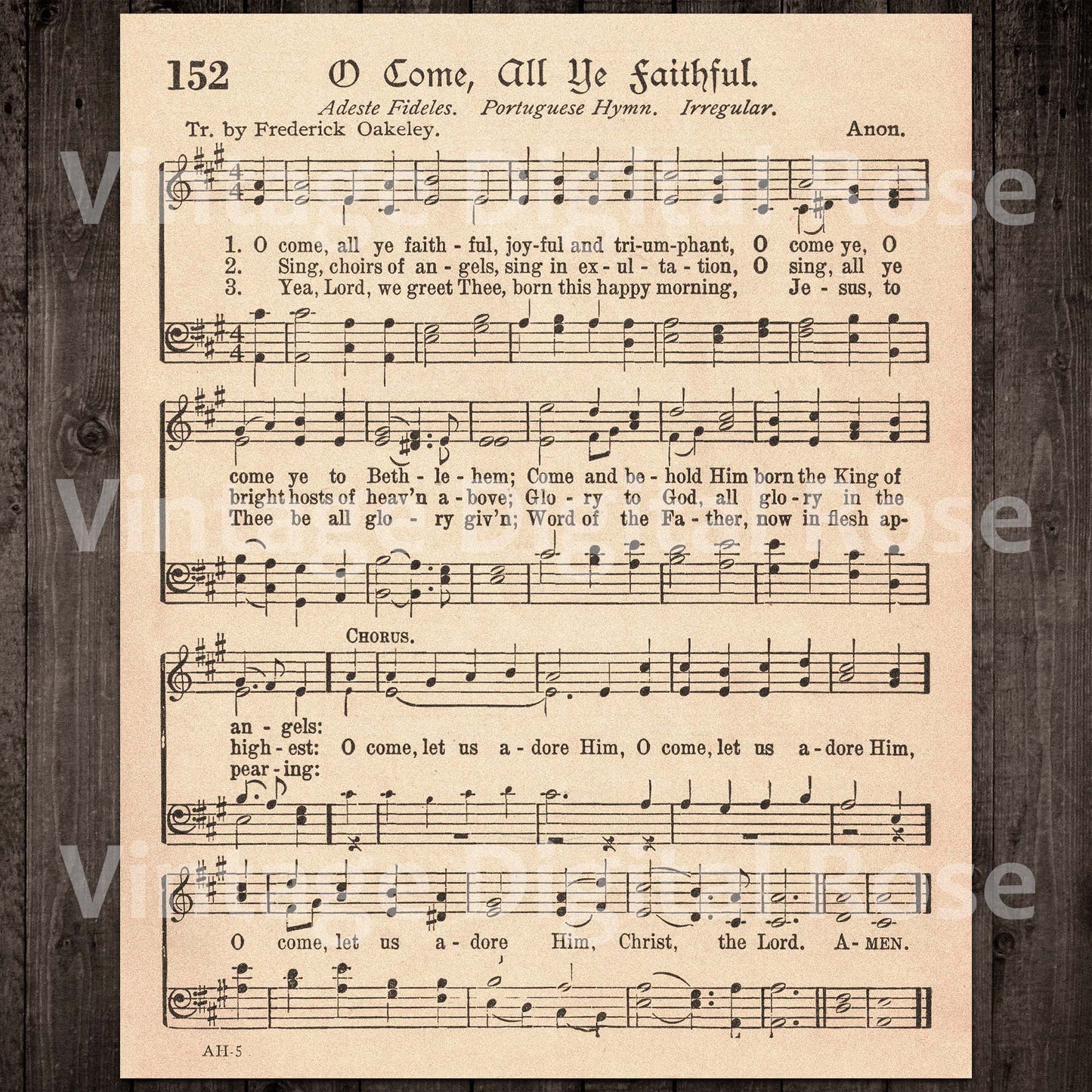 Printable Vintage Christmas Hymns Set of 3 Sheet Music Top Christmas Carols - Silent Night, Joy to the World, O Come, All Ye Faithful