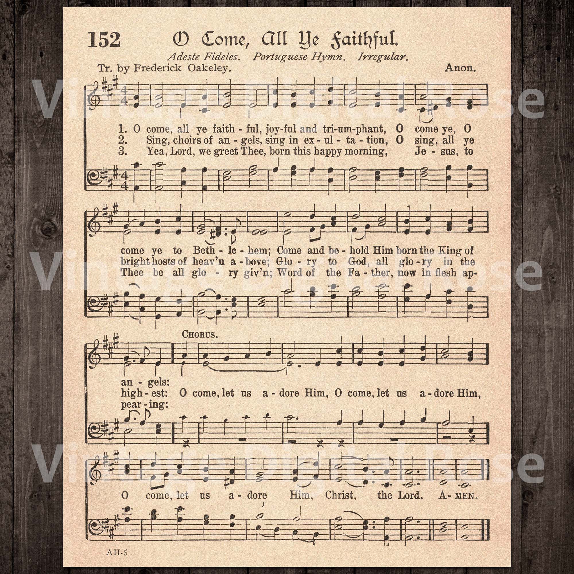 printable vintage christmas hymns set of 3 sheet music top christmas carols  - silent night, joy to the world, o come, all ye faithful
