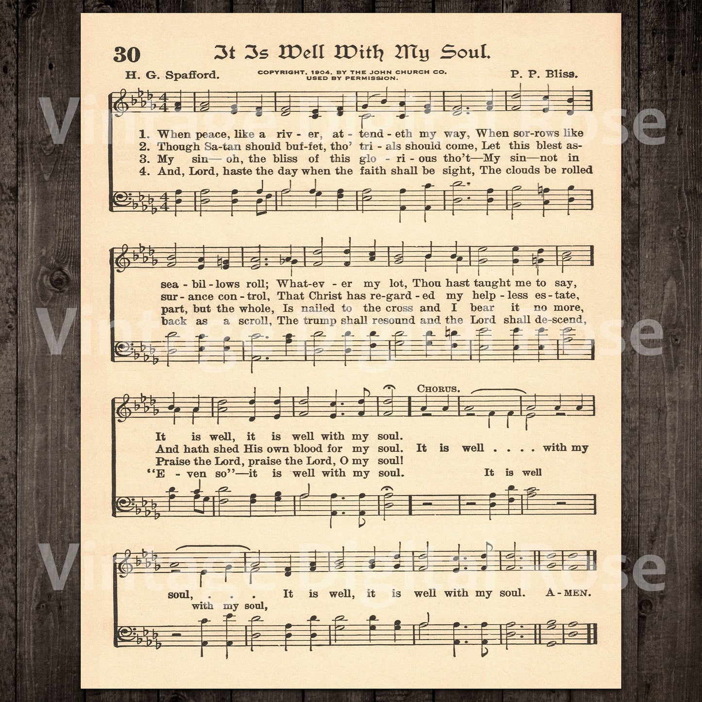 Printable Vintage Hymns Set of 3 Sheet Music Best Sellers Top Songs - The Old Rugged Cross, In the Garden, It Is Well With My Soul